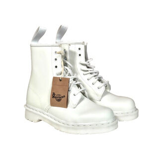 Dr. Martens Boots 1460 Mono White Combat Sz 5 USM/6W Lace Up Leather NO BOX READ
